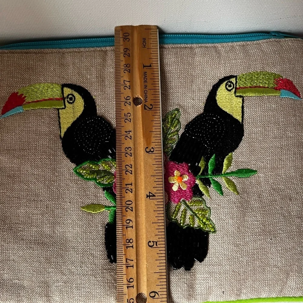 Antik Kraft Colorful Toucan Embroidered Pouch,cosmetic bag